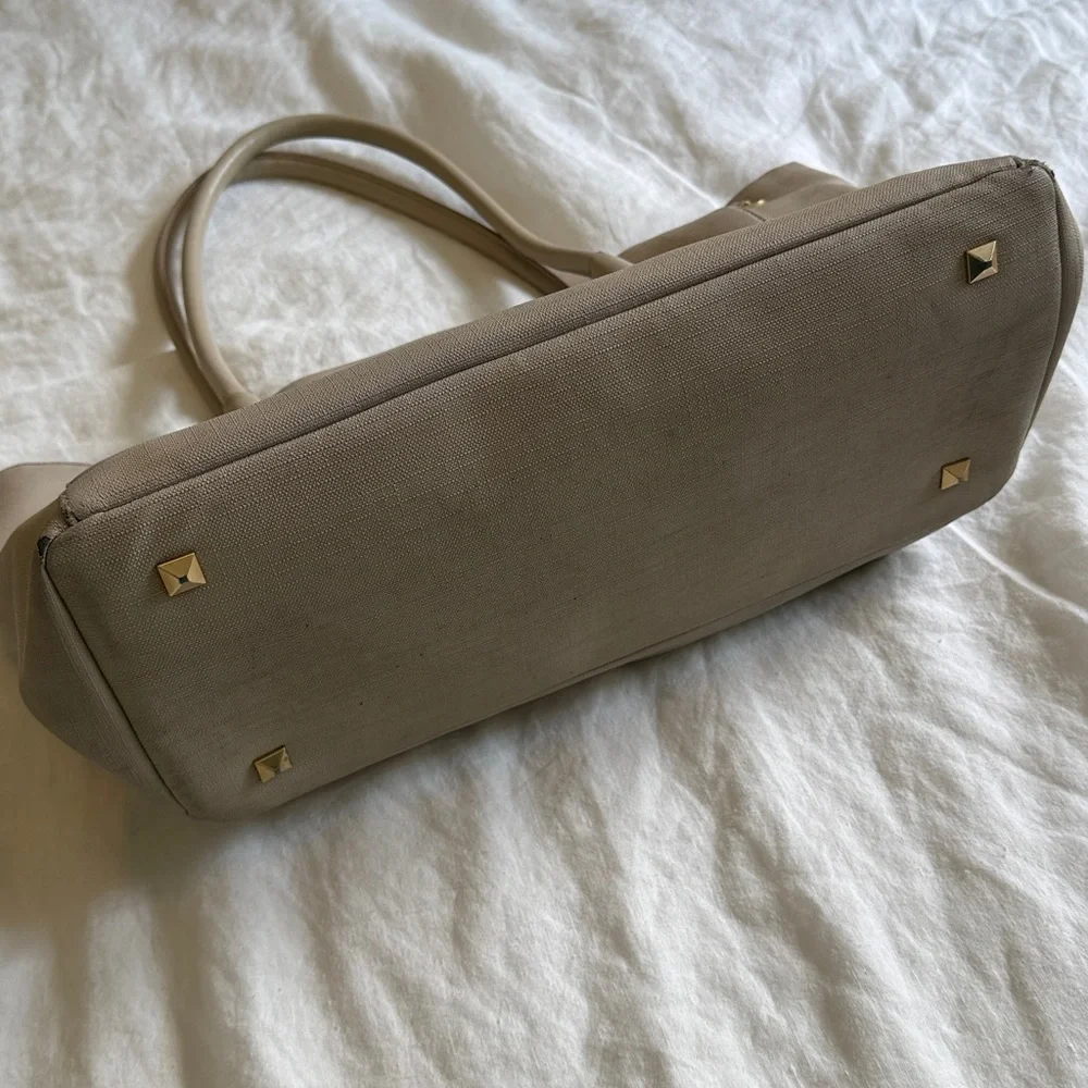 Dagne Dover Legend Laptop Tote in Vegan Leather (Bone with Gold Zipper) - Picture 11 of 11